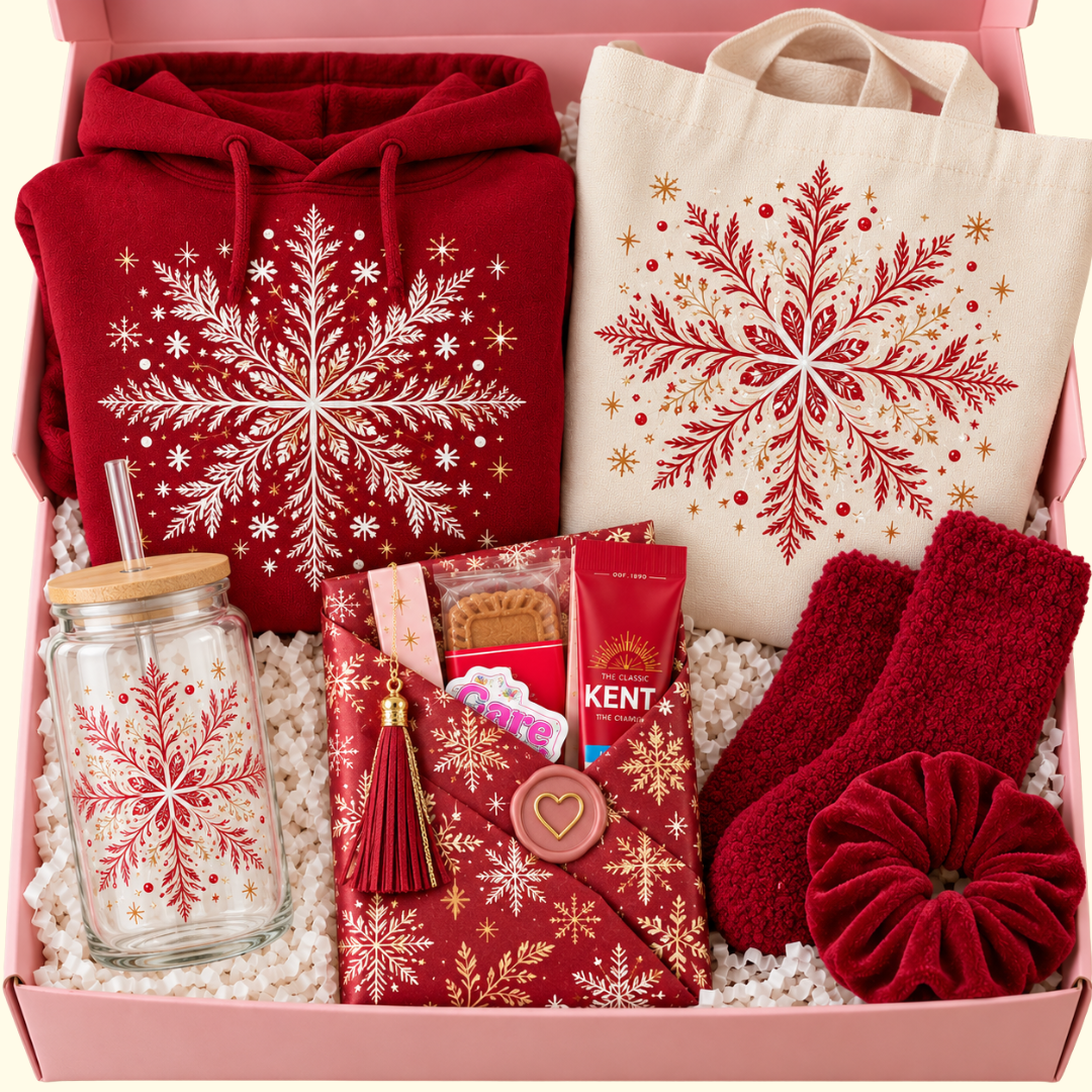 Crystal Snowflake Cardinal Red Hoodie & Blind Date with a Book Gift Set | Billie Rae