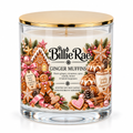 Ginger Muffins 500g double wick Christmas glass candle by Billie Rae with gold lid and a warm gingerbread and festive ginger spice fragrance.