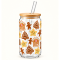 Gingerbread Cookies 16oz Glass Tumbler with Bamboo Lid & Glass Straw | Christmas Collection