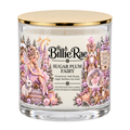 Sugar Plum Fairy 500g double wick Christmas glass candle by Billie Rae with gold lid and a soft sweet floral and gentle musk fragrance.