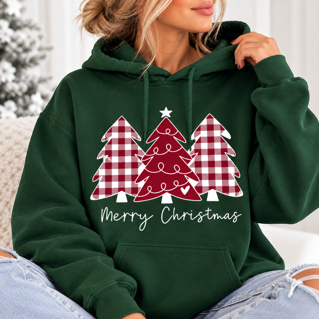 Merry Christmas Trees Cotton Soft Touch Hoodie | Christmas Collection