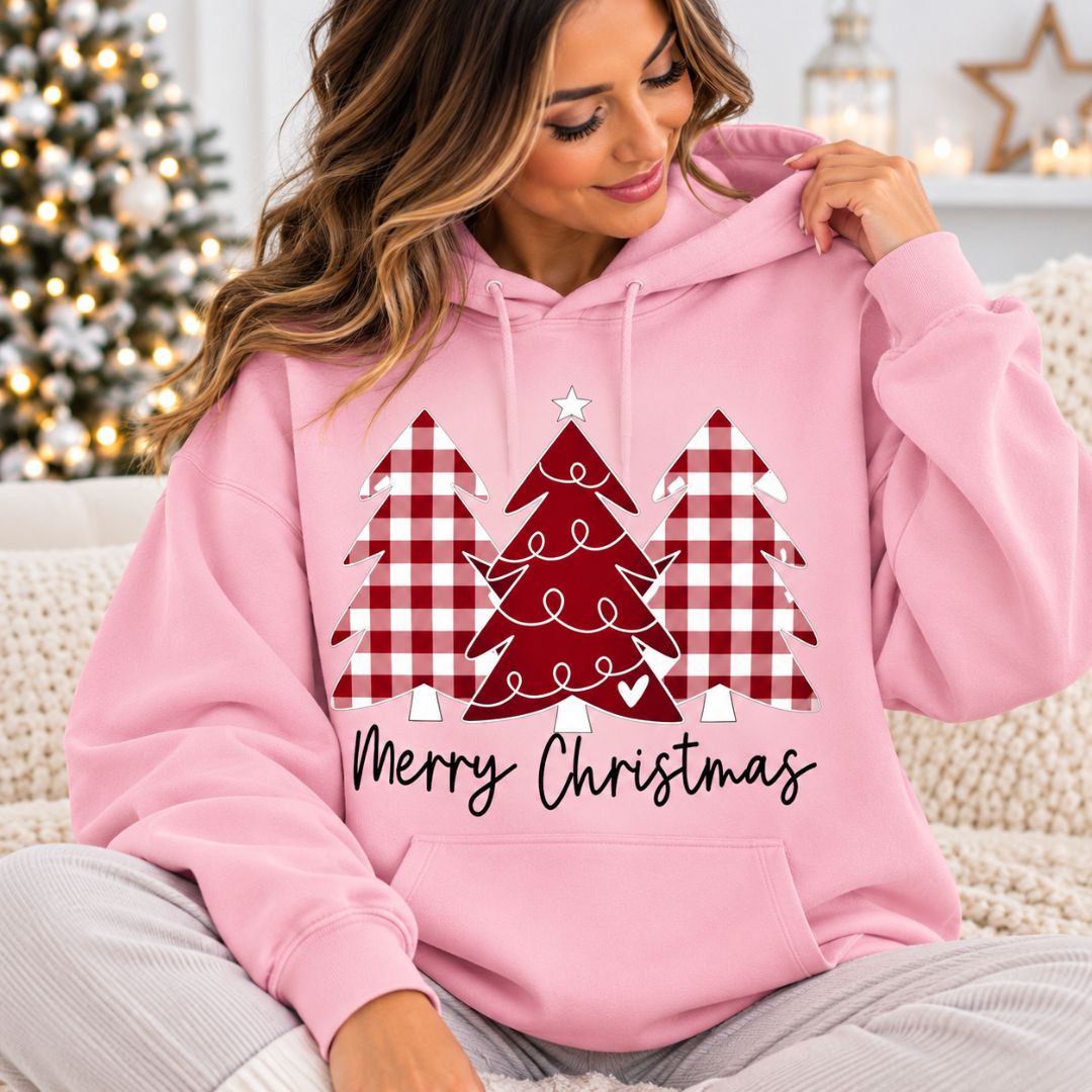 Merry Christmas Trees Cotton Soft Touch Hoodie | Christmas Collection