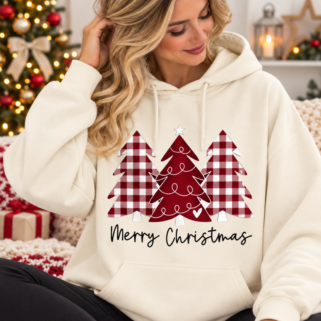 Merry Christmas Trees Cotton Soft Touch Hoodie | Christmas Collection