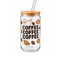 coffee coffee coffee tumbler, coffee glass tumbler, iced coffee tumbler, 16oz glass tumbler, coffee lover cup, coffee addict gift, bamboo lid tumbler, Billie Rae tumbler
