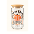 farm fresh pumpkins tumbler, pumpkin glass tumbler, autumn tumbler, 16oz glass tumbler, pumpkin season cup, cosy season tumbler, autumn pumpkin gift, Billie Rae tumbler