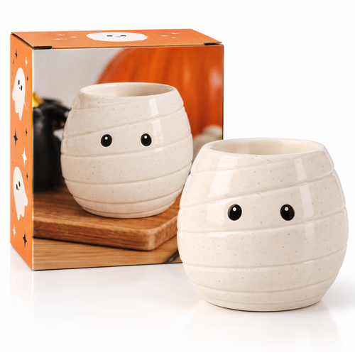 mummy wax burner, bandaged mummy burner, Halloween ceramic wax burner, spooky wax melt burner, Halloween home decor, Billie Rae Halloween burner