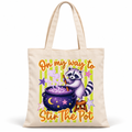on my way to stir the pot tote bag, witchy tote bag, Halloween tote bag, funny slogan tote, organic cotton tote bag, spooky shopping bag, Halloween gift, Billie Rae tote bag