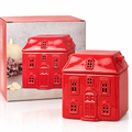 red cottage wax burner, cottage wax melt burner, house wax burner, ceramic wax burner, cottagecore home decor, cosy wax burner, wax melt burner, Billie Rae burner